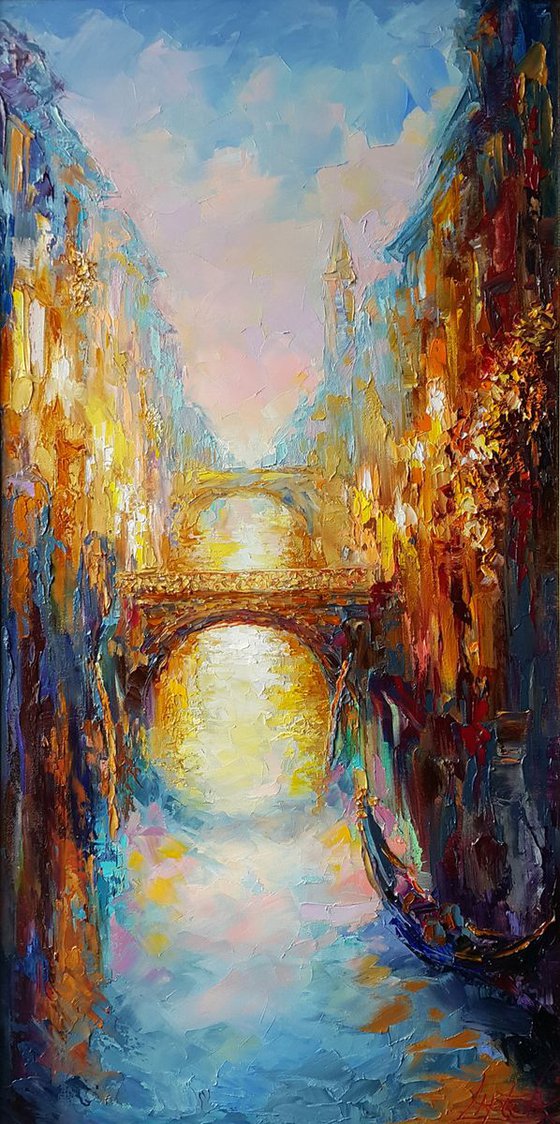 Evening Venice - original oil painting, impasto