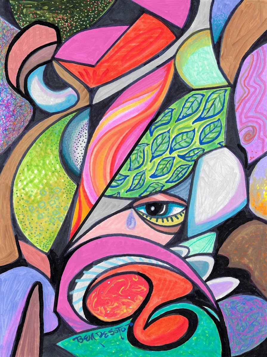 Abstract Acrylic Painting By Ben De Soto, 9 X 12, Composition 2025, Original Artwork