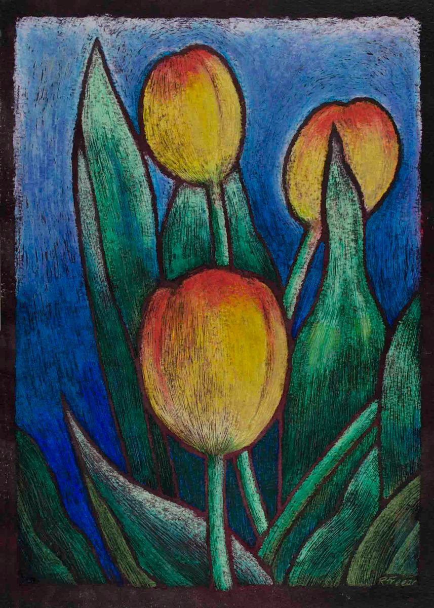 Orange Tulips by Rebecca Freear