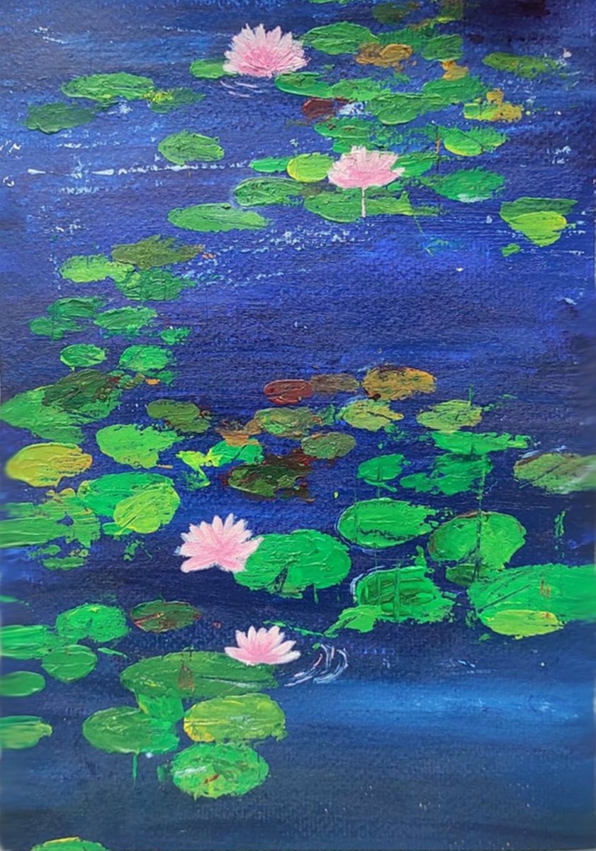 Waterlilies of Monet, Original Acrylic Painting ,2021 by Kashika
