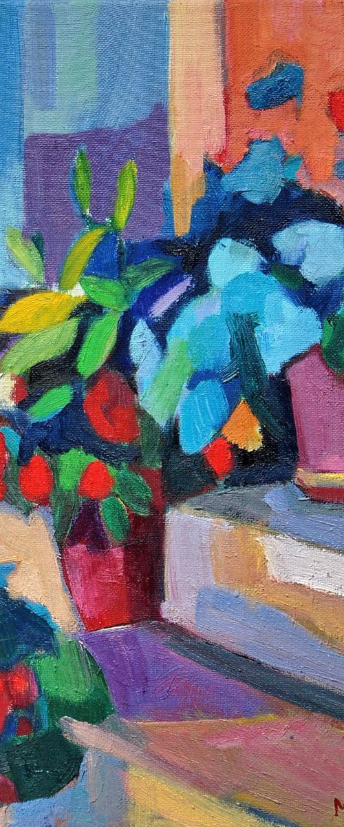 Summer floral composition 3 / 34.5 x 34.5 .1.5 cm by Maja Đokić Mihajlović
