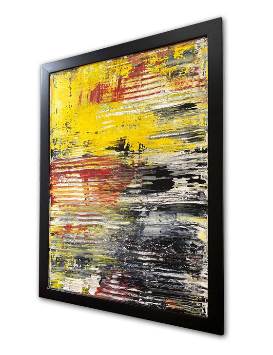 "Tread Lightly" - Original PMS Abstract Acrylic Painting On Wood, Framed - 20" x 26"