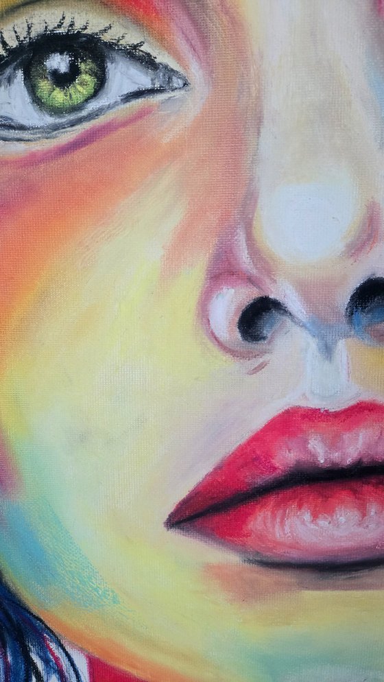Electric Muse - Oil Pastel Women Portrait