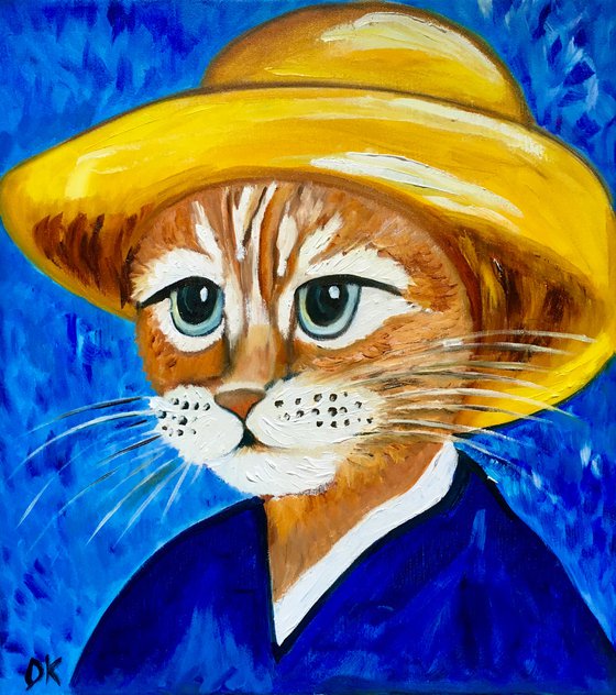 Cute Cat La Vincent Van Gogh inspired by famous self-portrait Present idea  for cat lovers