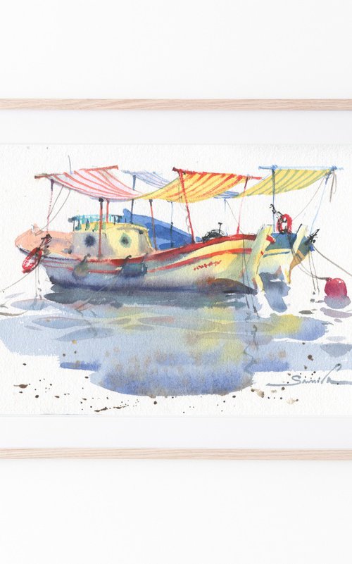 Pleasure boats paintings by Samira Yanushkova