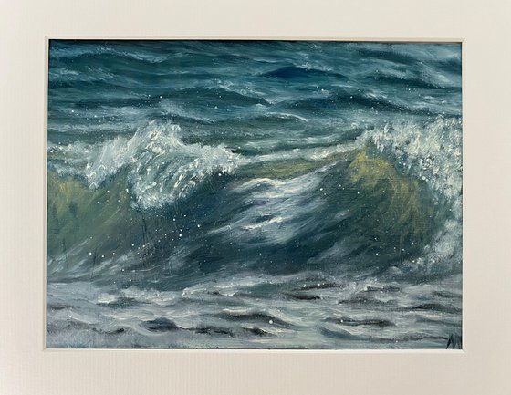 Wave Oil Painting #3 FRAMED