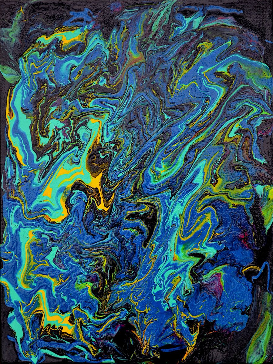 Into The Deep. Fluid Painting. 3D Canvas. By Thierry Vobmann. Abstract ., 12 X 16, Artwork For Sale On Artfinder