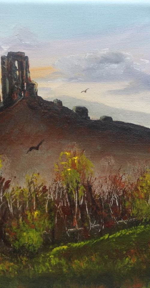 Corfe Castle at Sunset by Marja Brown