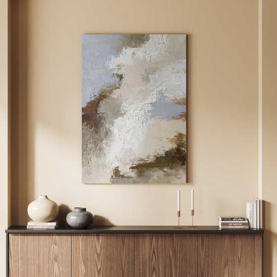 "Fjord" Abstract brown blue textured art