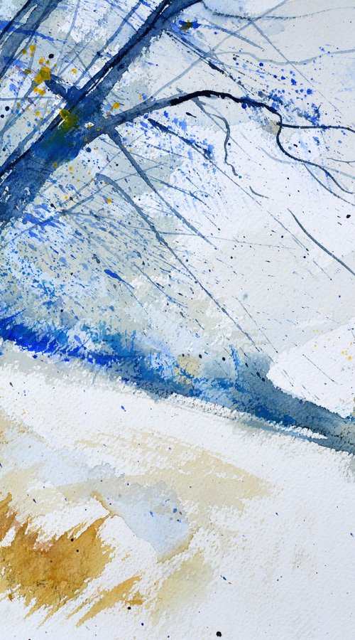 Peaceful winter watercolor by Pol Henry Ledent