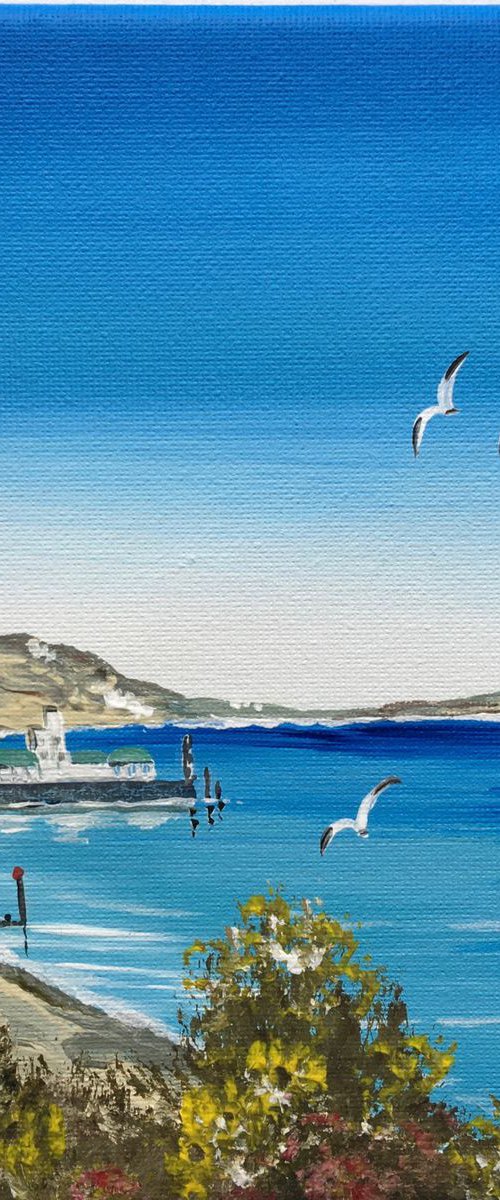 Bournemouth pier on a small square canvas by Marja Brown
