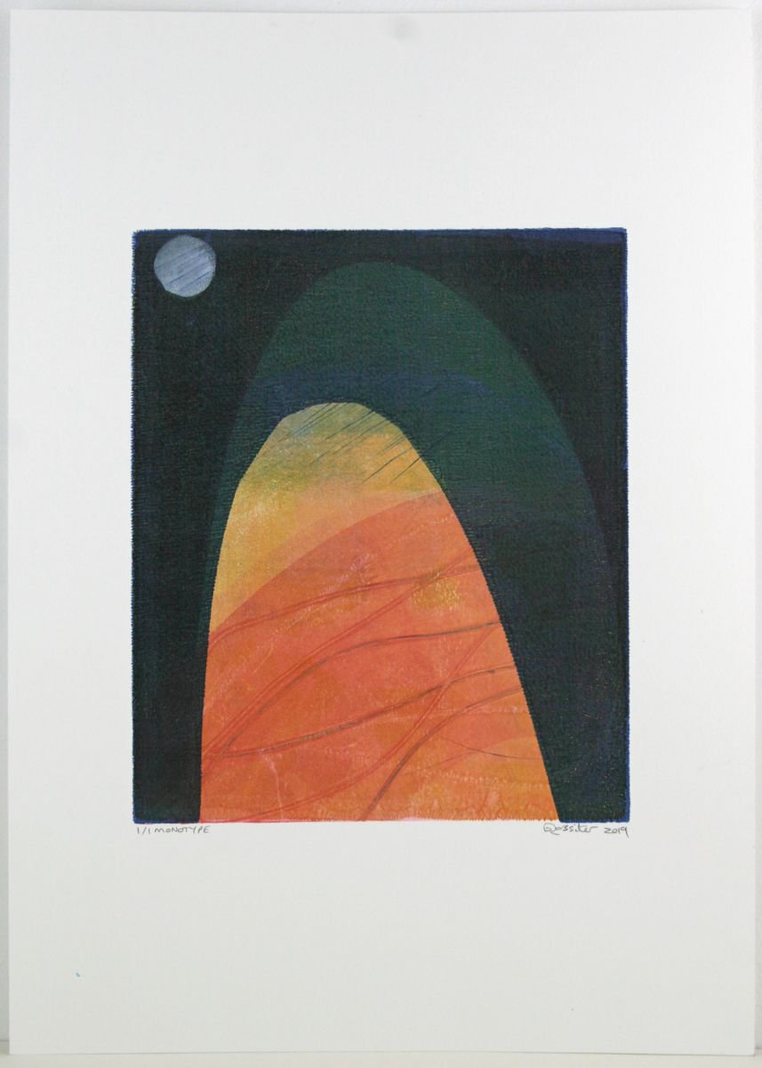 High Moon - Unframed A3 Original Signed Monotype by Dawn Rossiter