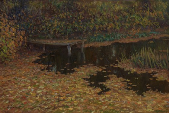 The Leafy River - autumn landscape painting