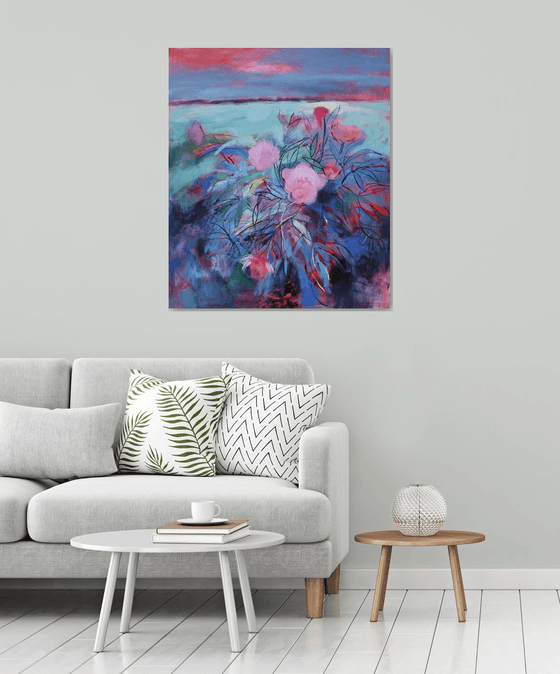 landscape with peonies