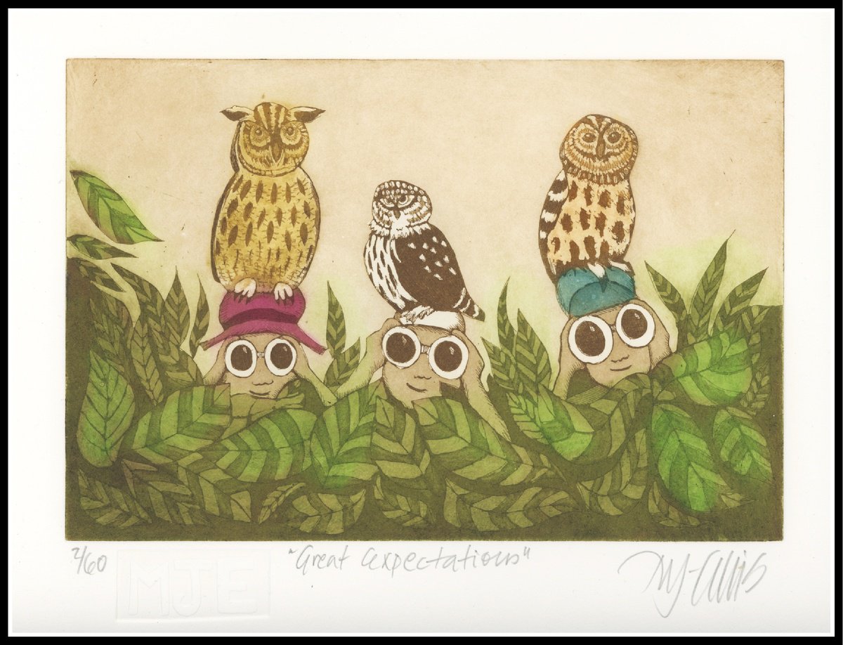 Illustrative Animal Etchings & Engravings By Mariann Johansen-Ellis, 12 X 10", Great Expectations, Original Artwork