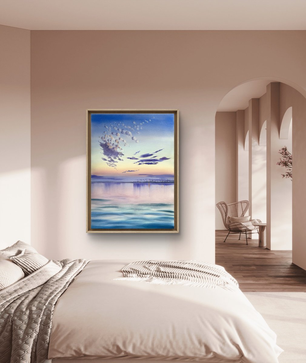 Impressionistic Watercolour , Colorful Sunsrise Morning Sky By Yuliia Sharapova, 24 X 31, Artwork For Sale On Artfinder