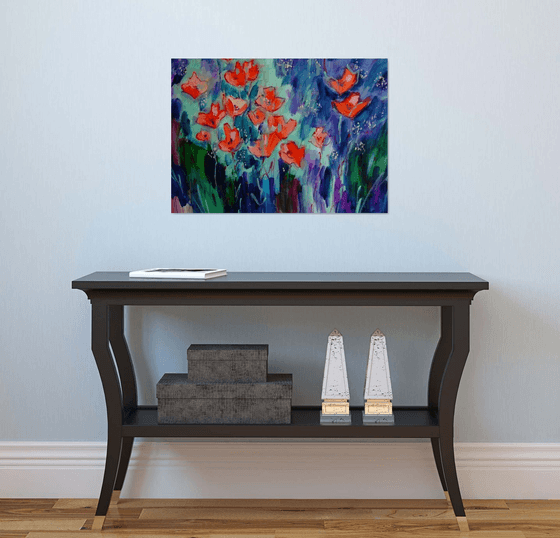 Poppies in Summer Garden