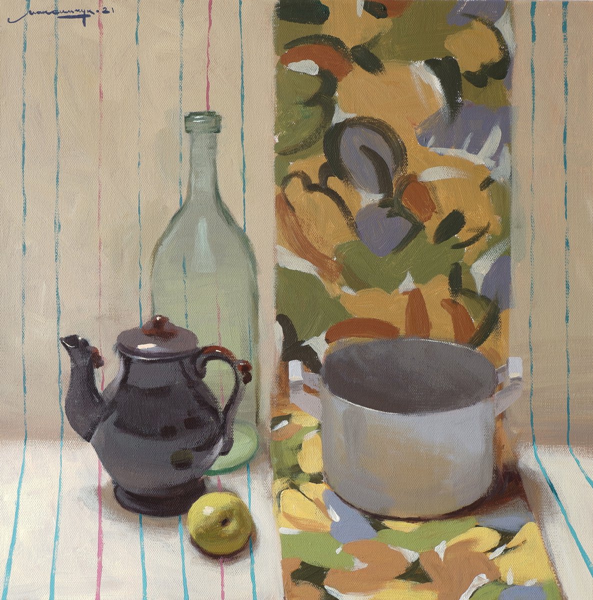 Acrylic Painting , Still Life With A Pot By Nikita Maksimchuk, 20 X 20, Artwork For Sale On Artfinder