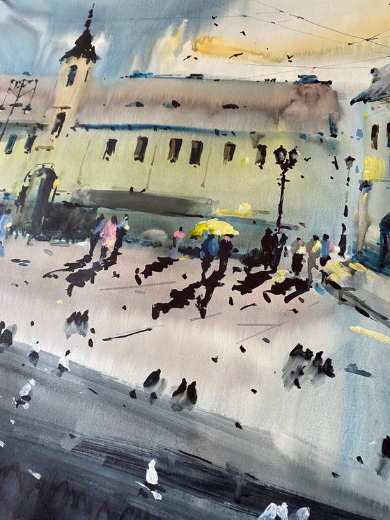 Sold Watercolor “Urban contrast II” perfect gift