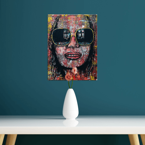 Happy Anne - Original Modern Portrait Art Painting on Deep Canvas Ready To Hang