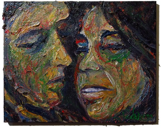 Original Oil Painting Abstract People Portrait Expressionism Art