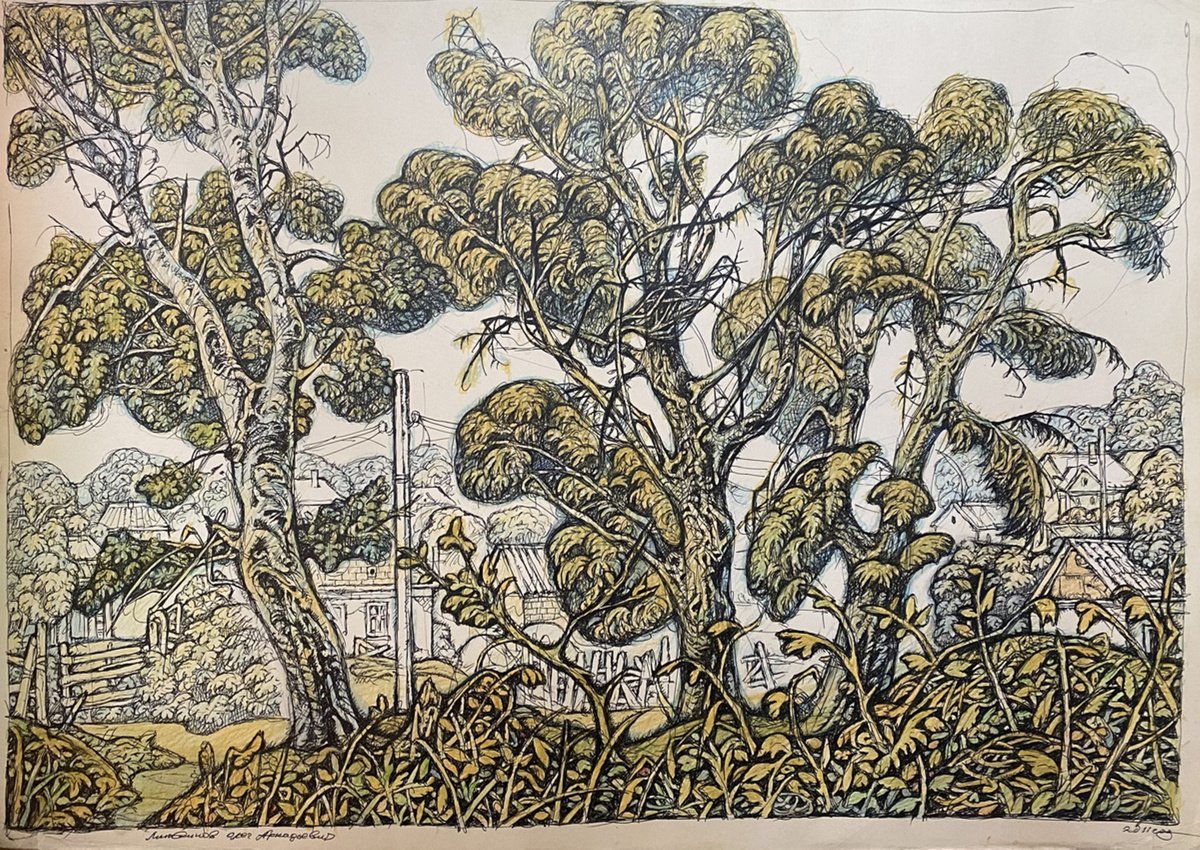 Impressionistic Landscape Painting By Oleg And Alexander Litvinov, 14 X 24", Landscape, Original Artwork