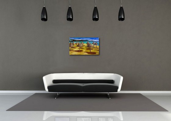 Tenerife Playa De La  Vista cloudy day at  the beach, OIL  MODERN landscape  painting OFFICE DECOR