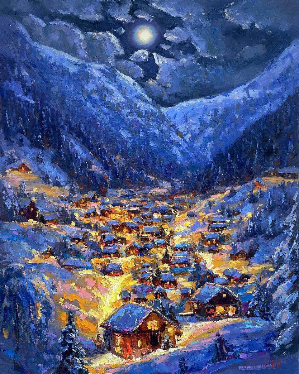 Winter City By Evgeny Chernyakovsky, 27 X 35, Artwork For Sale On Artfinder