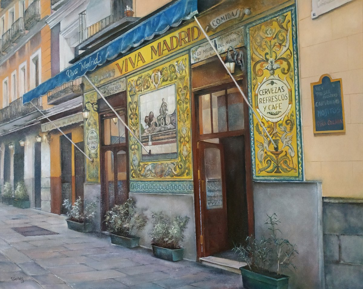 Viva Madrid-Bar- 73x92 cms by TOMAS CASTANO