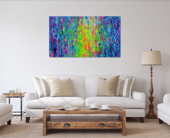 55x31.5'' Large Ready to Hang Colourful Modern Abstract Painting - XXXL Happy Gypsy Dance 9