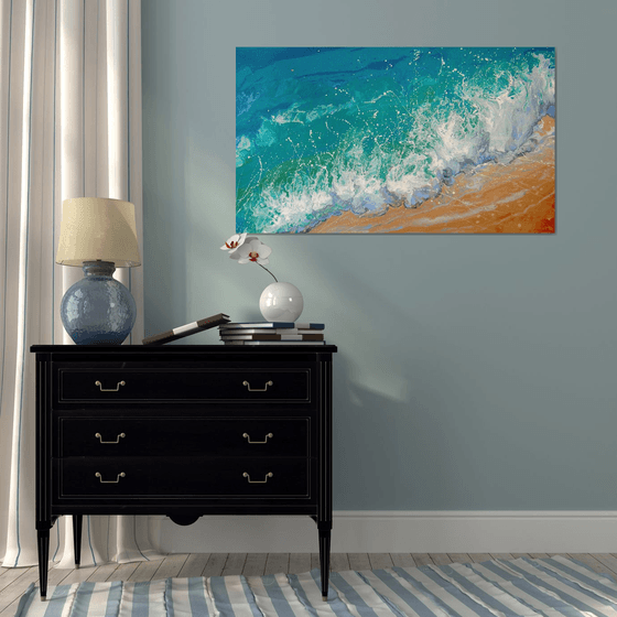 47.2” “Turquoise Sea” Seascape Painting