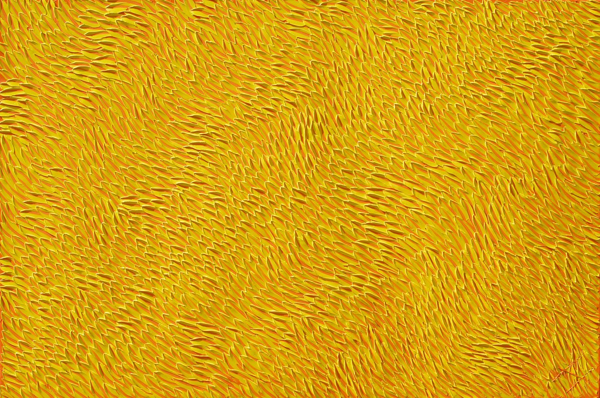 Organic Abstract Oil Painting By Bill Stone, 72 X 48, Yellow Dragon, Original Artwork