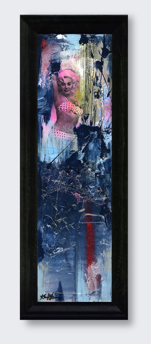 Abstract Painting By Kathy Morton Stanion, 5 X 14", She, Original Artwork