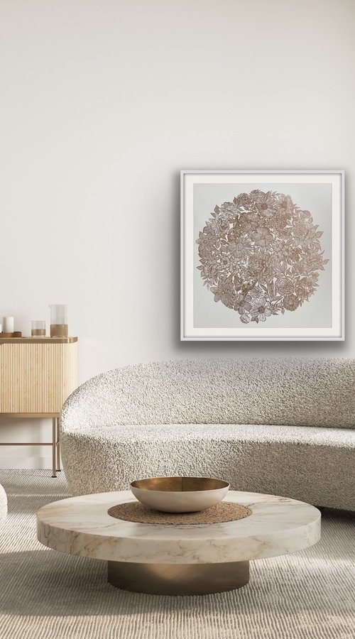 In Bloom (Gold on White) by Amy Cundall