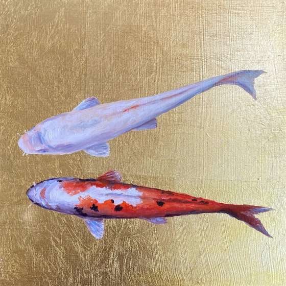 Koi Carp Fish with Gold Leaf.