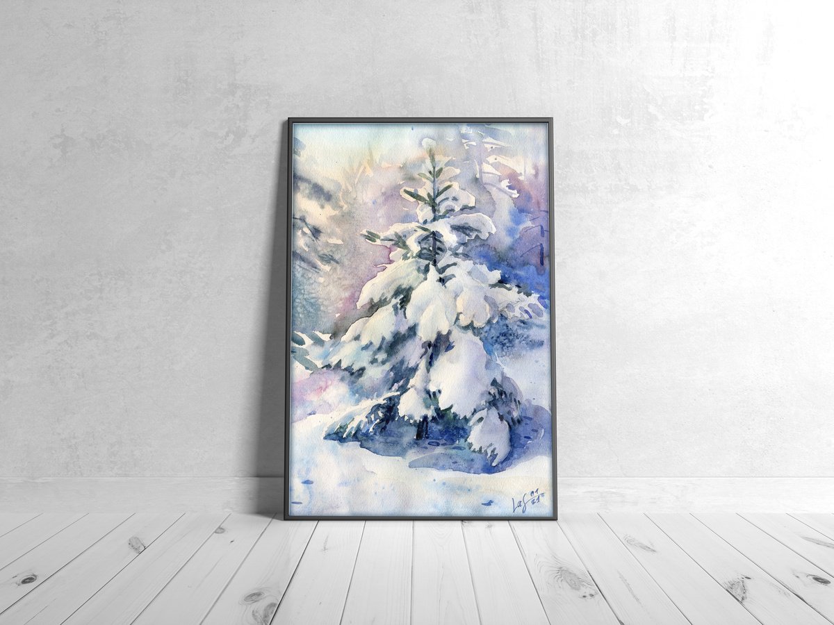 Spruce in the snow, winter by SVITLANA LAGUTINA