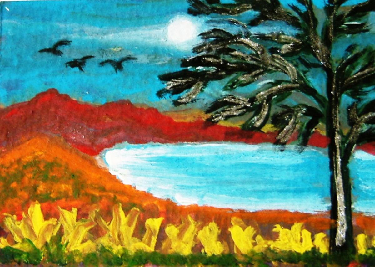 Peaceful Landscape special Aceo painting by Manjiri Kanvinde