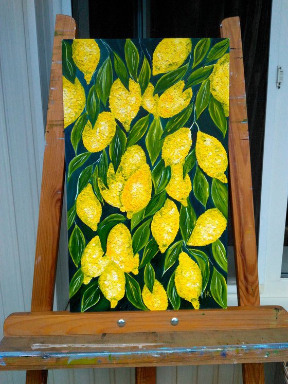 "Lemons paradise" 30*50cm\12*20"\lemons on branch