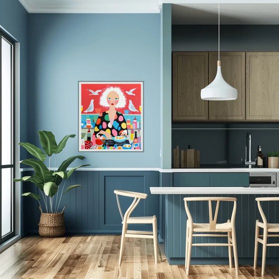Whimsical Kitchen Woman