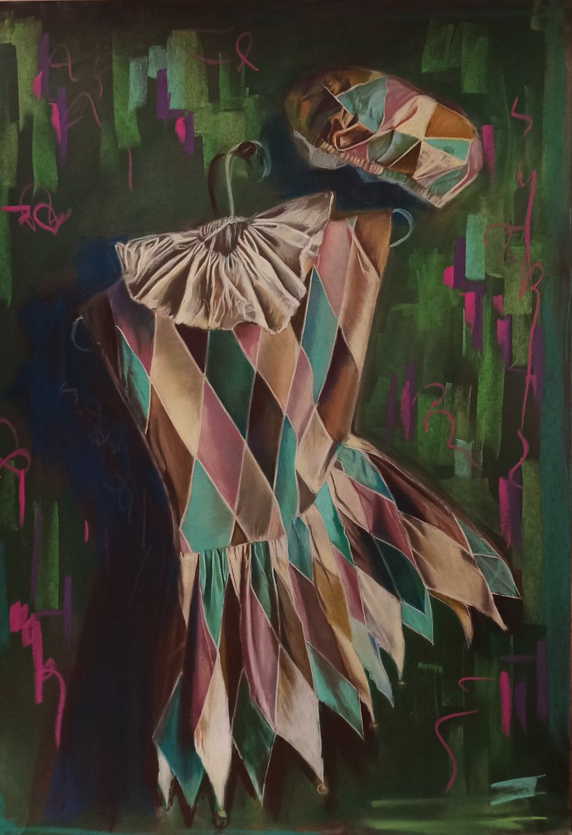 Photorealistic Still Life Pastel Drawing By Laura Muolo, 20 X 28", The Stage Costume, Original Artwork