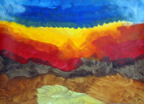 Abstract landscape 3 (on paper) by Conrad  Bloemers