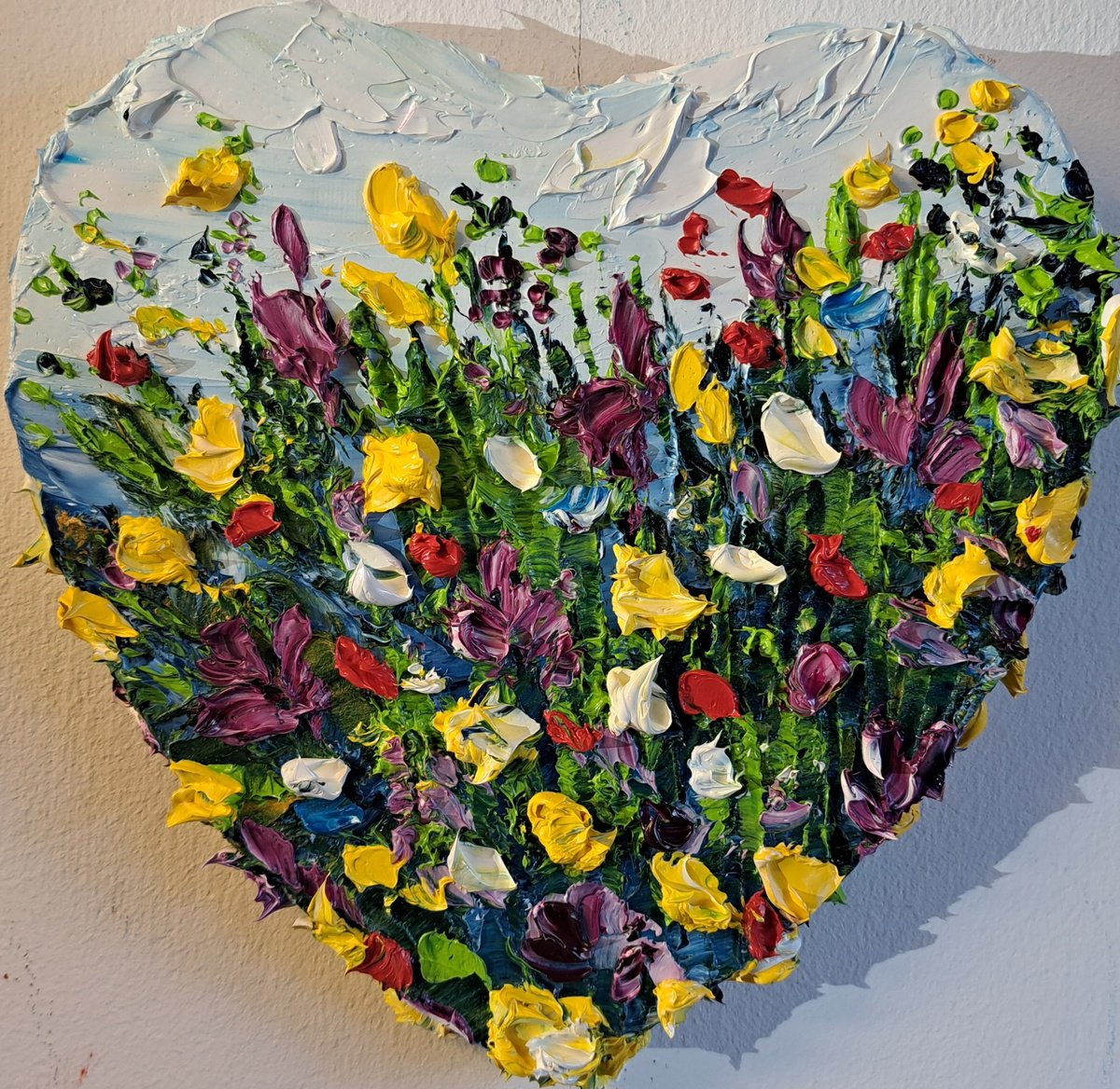 Impressionistic Botanical Oil Painting By Oksana Fedorova, 8 X 8", Flowers In The Heart, Original Artwork