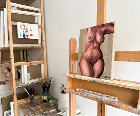 Nudity - Naked Female Figure Erotic Woman Painting