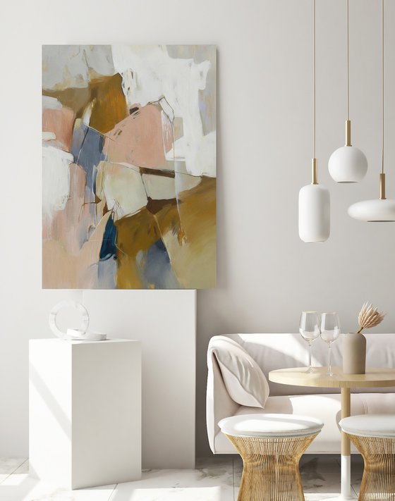 "Melody 5" Abstract pink brown acrylic art