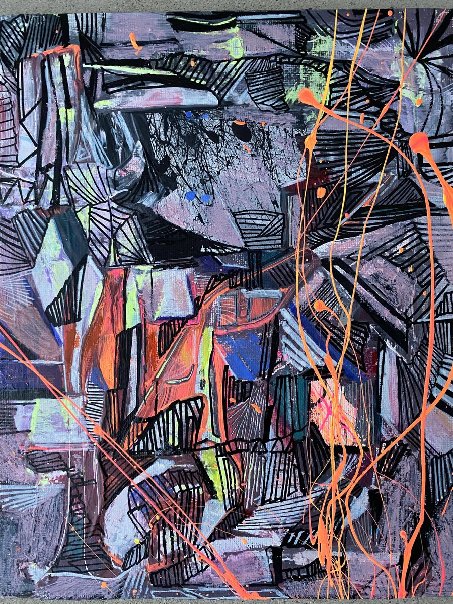 Abstract Acrylic Painting By Samah Kthar, 11 X 14", Monarch, Original Artwork