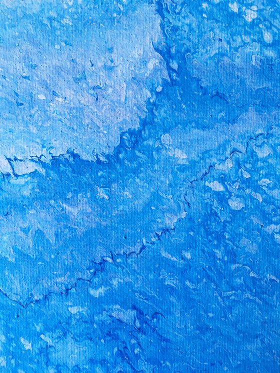 "My Blue Heaven" - FREE USA SHIPPING - Original PMS Abstract Diptych Fluid Acrylic Paintings On Canvas - 32" x 20"