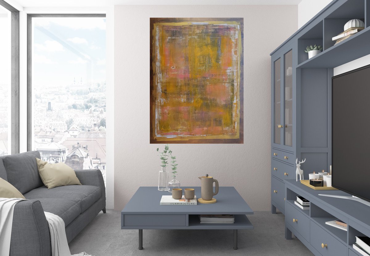 Layers of the past - large modern abstract painting by Ivana Olbricht