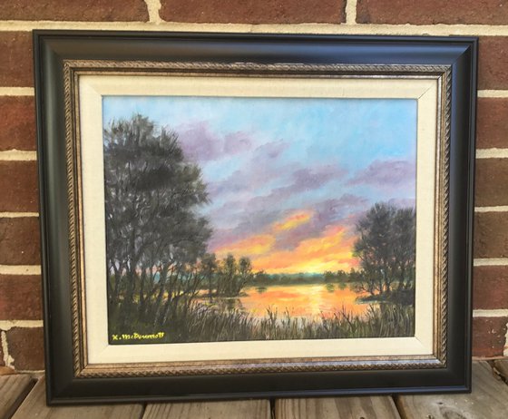 SUNDOWN ON THE RIVER - oil 11X14 (SOLD)