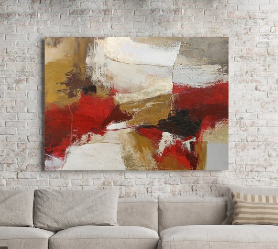 "Passion" Burgundy gold abstract art