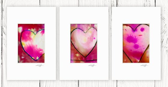 Heart Collection 29 - 3 Small Matted paintings by Kathy Morton Stanion
